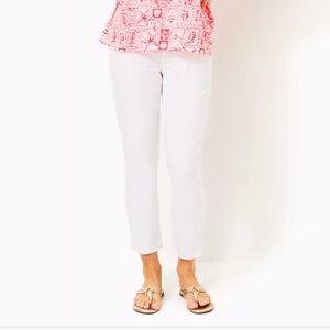 Lilly Pulitzer Montoya Chino Pant Solid White Ankle Cropped, size 10 NWT